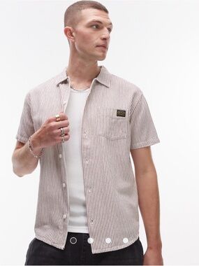Small Men’s RVCA dayshift striped short sleeve shirt